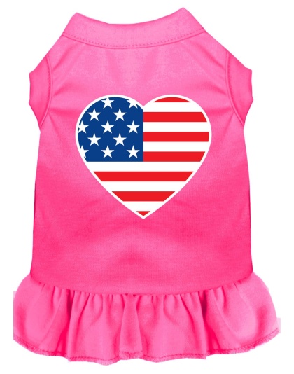 American Flag Heart Screen Print Dress Bright Pink 4X (22)