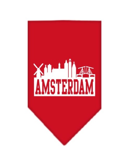 Amsterdam Skyline Screen Print Bandana Red Large