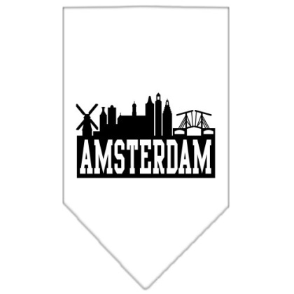 Amsterdam Skyline Screen Print Bandana White Large