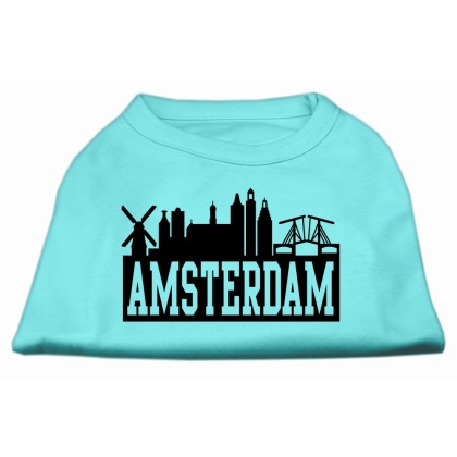 Amsterdam Skyline Screen Print Shirt Aqua Lg