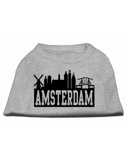 Amsterdam Skyline Screen Print Shirt Grey Lg