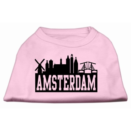 Amsterdam Skyline Screen Print Shirt Light Pink Lg