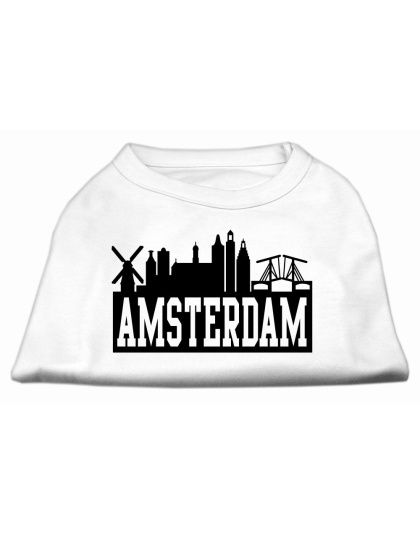 Amsterdam Skyline Screen Print Shirt White Lg