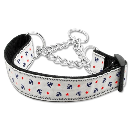 Anchors Nylon Ribbon Collar Martingale White Large