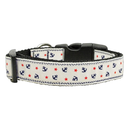 Anchors Nylon Ribbon Collar White Large