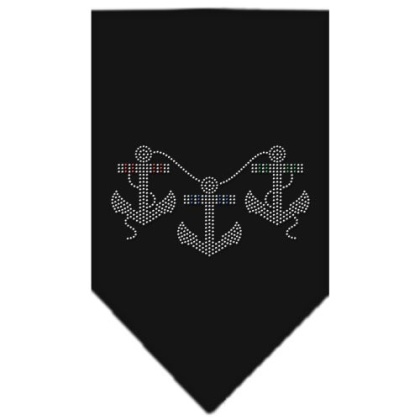 Anchors Rhinestone Bandana Black Large