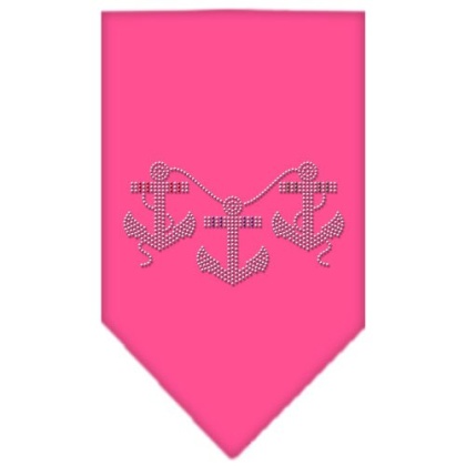 Anchors Rhinestone Bandana Bright Pink Large