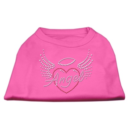 Angel Heart Rhinestone Dog Shirt Bright Pink Lg