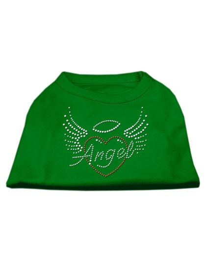 Angel Heart Rhinestone Dog Shirt Emerald Green Lg