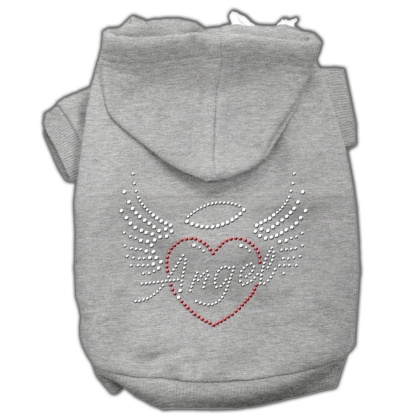 Angel Heart Rhinestone Hoodies Grey L