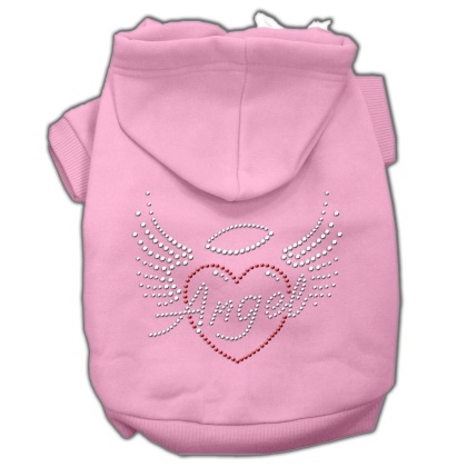 Angel Heart Rhinestone Hoodies Pink L