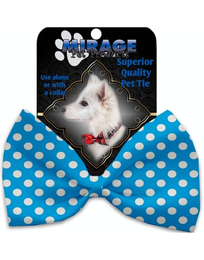 Aqua Blue Swiss Dots Pet Bow Tie