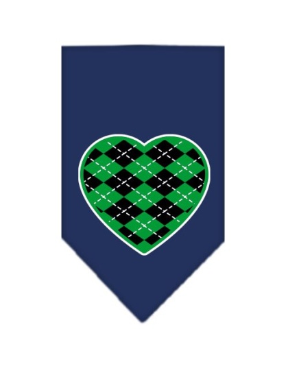 Argyle Heart Green Screen Print Bandana Navy Blue large