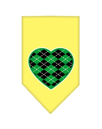 Argyle Heart Green Screen Print Bandana Yellow Large