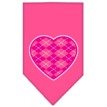 Argyle Heart Pink Screen Print Bandana Bright Pink Large