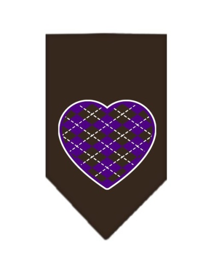 Argyle Heart Purple Screen Print Bandana Cocoa Large