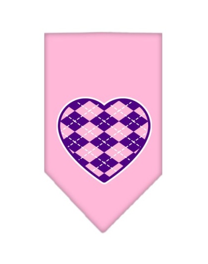 Argyle Heart Purple Screen Print Bandana Light Pink Large