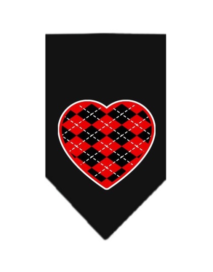 Argyle Heart Red Screen Print Bandana Black Large