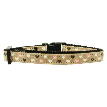 Argyle Hearts Nylon Ribbon Collar Tan Cat Safety