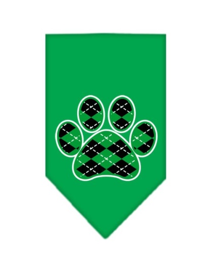 Argyle Paw Green Screen Print Bandana Emerald Green Large