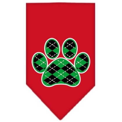 Argyle Paw Green Screen Print Bandana Red Large