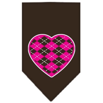 Argyle Paw Pink Screen Print Bandana Cocoa Large