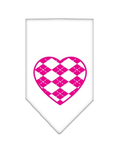 Argyle Paw Pink Screen Print Bandana White Large