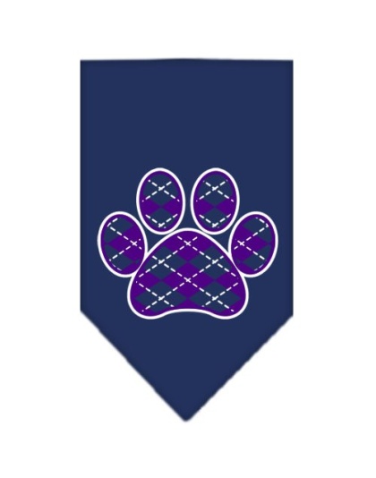 Argyle Paw Purple Screen Print Bandana Navy Blue large