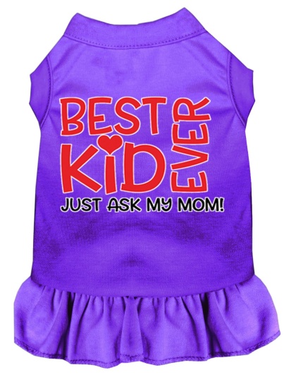 Ask My Mom Screen Print Dog Dress Purple 4X (22)