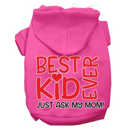 Ask My Mom Screen Print Dog Hoodie Bright Pink L