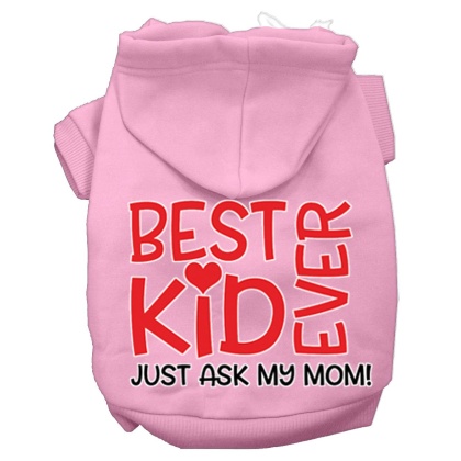 Ask My Mom Screen Print Dog Hoodie Light Pink L