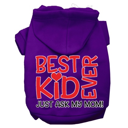 Ask My Mom Screen Print Dog Hoodie Purple L