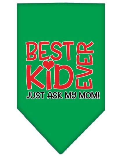 Ask My Mom Screen Print Pet Bandana Emerald Green Large