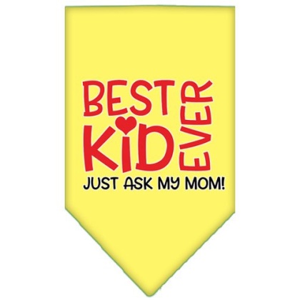 Ask My Mom Screen Print Pet Bandana Yellow Large