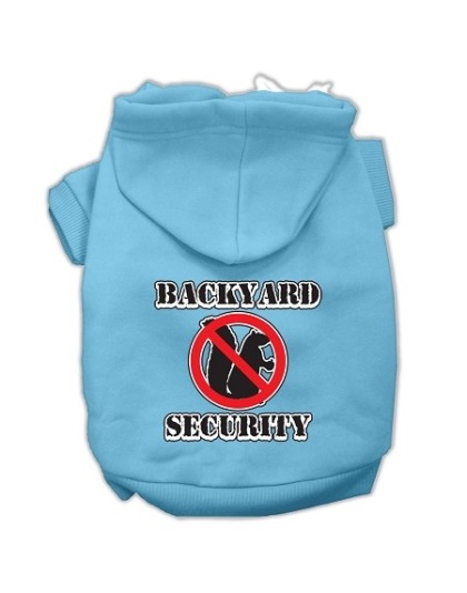 Backyard Security Screen Print Pet Hoodies Baby Blue Size L