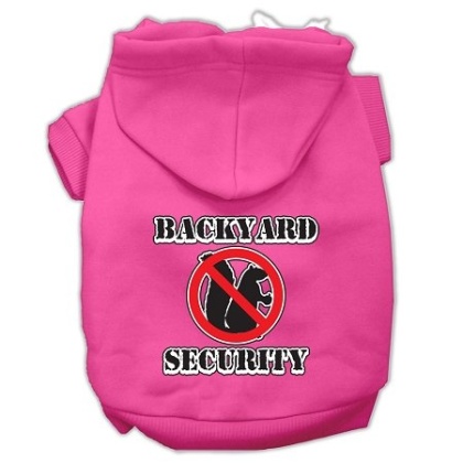 Backyard Security Screen Print Pet Hoodies Bright Pink Size L