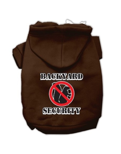 Backyard Security Screen Print Pet Hoodies Brown Size L