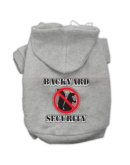 Backyard Security Screen Print Pet Hoodies Grey Size L
