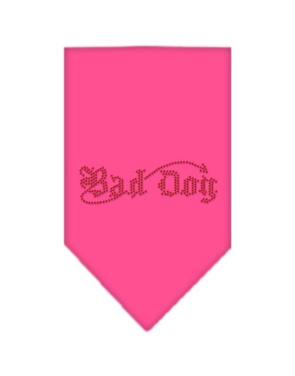 Bad Dog Rhinestone Bandana Bright Pink Large