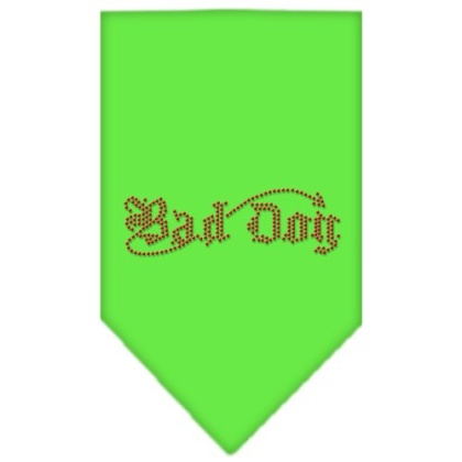 Bad Dog Rhinestone Bandana Lime Green Large