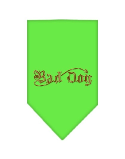 Bad Dog Rhinestone Bandana Lime Green Large