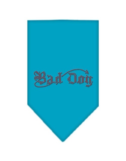 Bad Dog Rhinestone Bandana Turquoise Large