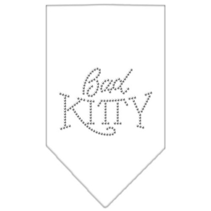 Bad Kitty Rhinestone Bandana White Large