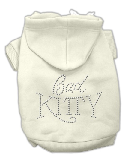 Bad Kitty Rhinestud Hoodie Cream L