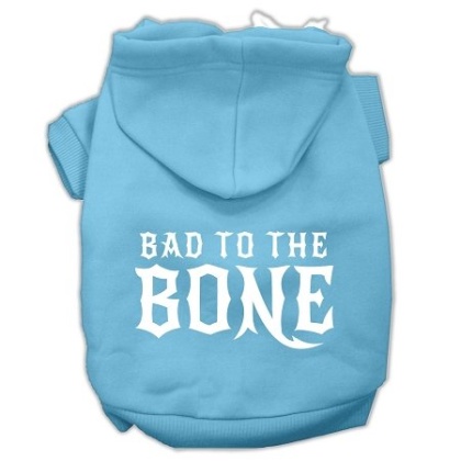 Bad to the Bone Dog Pet Hoodies Baby Blue Size Lg