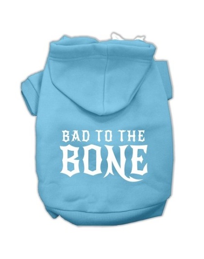 Bad to the Bone Dog Pet Hoodies Baby Blue Size Lg
