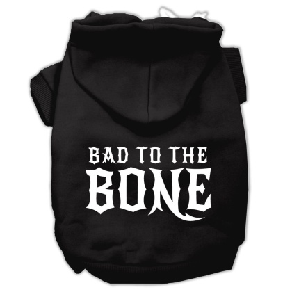 Bad to the Bone Dog Pet Hoodies Black Size Lg