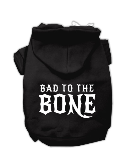 Bad to the Bone Dog Pet Hoodies Black Size Lg