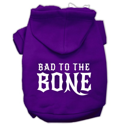 Bad to the Bone Dog Pet Hoodies Purple Size Lg
