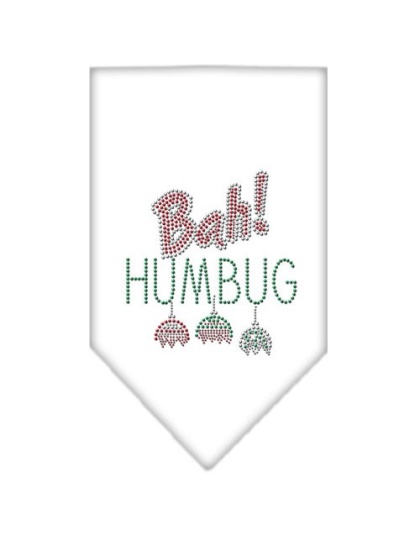 Bah Humbug Rhinestone Bandana White Large